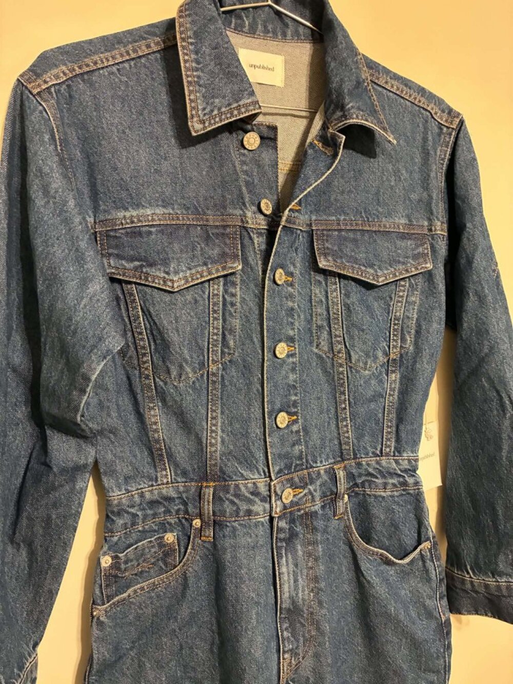 Anthropologie Unpublished 'Simone Got Down' Fitted Trucker-Style Jumpsuit 60%off